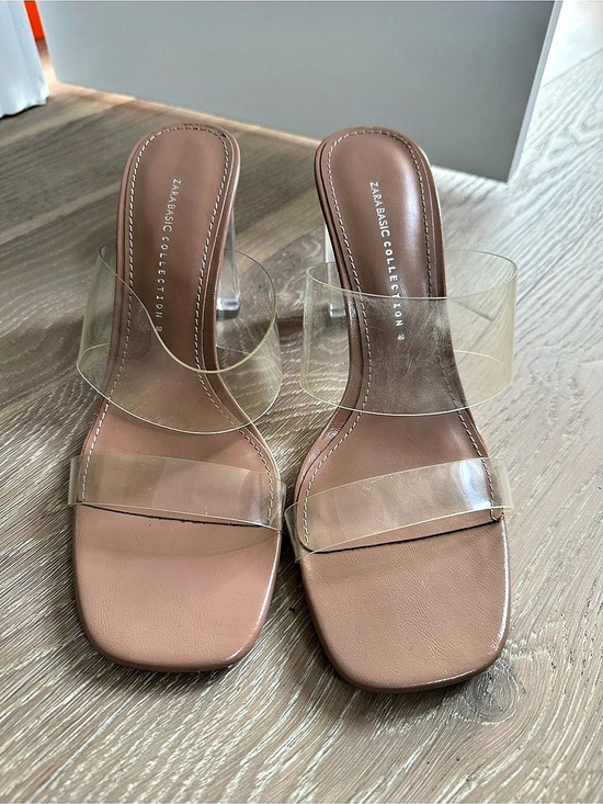 Zara Shoes - ZARA Vinyl Sandals with Methacrylate Heels Brown EU 40